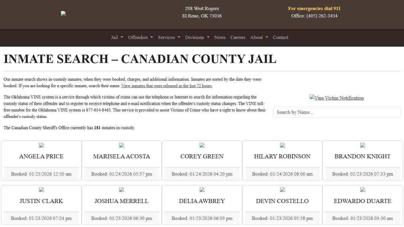 Inmate Search Canadian County Sheriff's Office